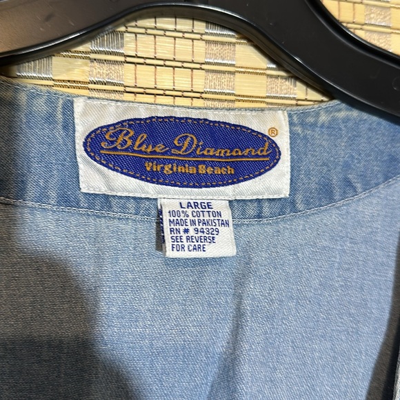 Blue Diamond Vintage 1990s Blue Denim Vest Lace Floral Appliques & Trim Large - Picture 14 of 15